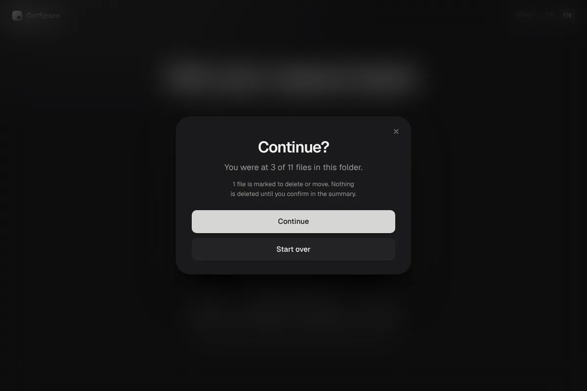 The “Continue?” dialog when reopening a folder